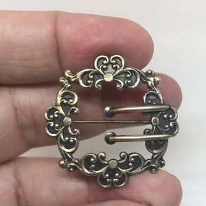 Fine TOC Sterling w Vermeil Buckle Pin c. 1900